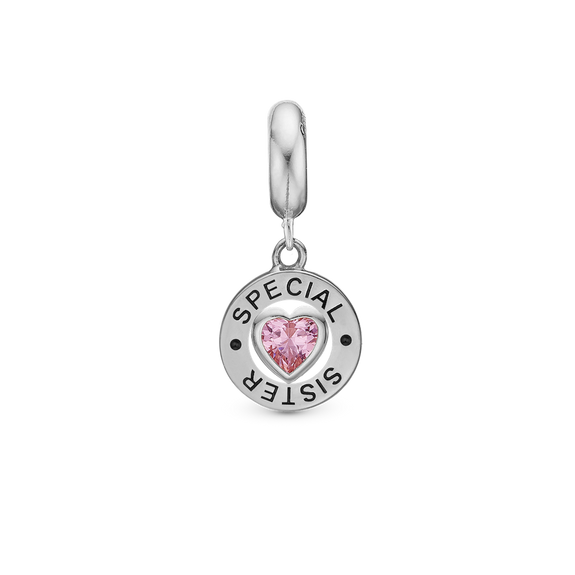Special Sister Pendant Charm handcrafted in Sterling Silver for charm bracelets