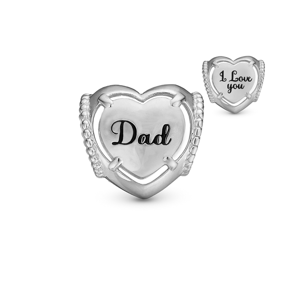 Dad Bead Charm handcrafted in Sterling Silver for charm bracelets