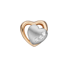 Load image into Gallery viewer, One of the most beautifully designed and crafted charms. Comprising the two hearts that fit within each other and made to sparkle with no less than Eight genuine White Topaz Gemstone. This is a must give charm to the one you love. Expertly handcrafted in 925 Sterling Silver, all the charms in our collection are available in a Silver or Gold Finish and this charm is also available in a combination of both Silver and Gold Finish.