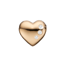 Load image into Gallery viewer, Secret Hearts Bead Charm, Hand Crafted in 925 Sterling Silver finished with either Rhoduim Plating or 18kt Gold and further embellished with Three White Topaz  gemstones
