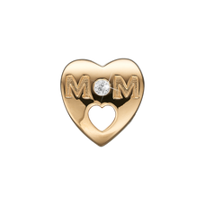 Load image into Gallery viewer, My Mom Bead Charm, Hand Crafted in 925 Sterling Silver finished with either Rhoduim Plating or 18kt Gold and further embellished with Two White Topaz  gemstones