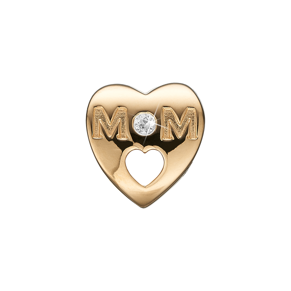 My Mom Bead Charm, Hand Crafted in 925 Sterling Silver finished with either Rhoduim Plating or 18kt Gold and further embellished with Two White Topaz  gemstones