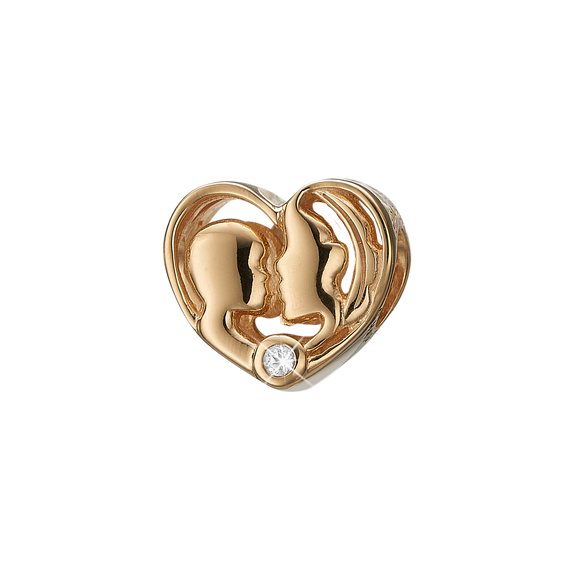 Mother & Child Bead Charm, Hand Crafted in 925 Sterling Silver finished with either Rhoduim Plating or 18kt Gold and further embellished with One White Topaz gemstone
