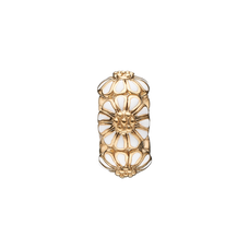 Load image into Gallery viewer, Handcrafted Daisy Stopper Charm  in 925 Sterling Silver finished with either Rhodium Plating or 18kt Gold with White Enamel Petals