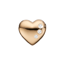Load image into Gallery viewer, Petite Secret Hearts Bead Charm, Hand Crafted in 925 Sterling Silver finished with either Rhoduim Plating or 18kt Gold and further embellished with Three White Topaz  gemstones