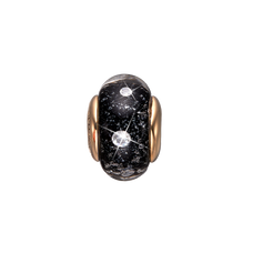 Load image into Gallery viewer, Black Topaz Murano Glass, Hand Crafted in 925 Sterling Silver finished with either Rhoduim Plating or 18kt Gold and further embellished with Six White Topaz  gemstones