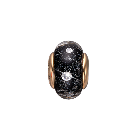 Black Topaz Murano Glass, Hand Crafted in 925 Sterling Silver finished with either Rhoduim Plating or 18kt Gold and further embellished with Six White Topaz  gemstones