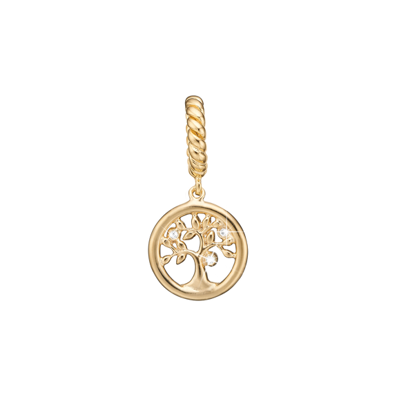 Topaz Tree of Life Hanging Charm Gold with Gemstones