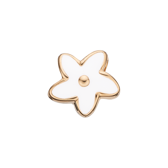 Flower Heaven Bead Charm, Hand Crafted in 925 Sterling Silver finished with either Rhoduim Plating or 18kt Goldwith White Enamel