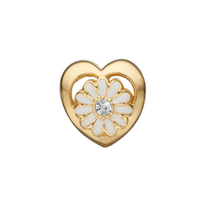 Load image into Gallery viewer, Diamond Daisy Charm with White Genuine LG Diamond, handcrafted in 925 Sterling Silver finished with either Rhodium Plating or 18kt Gold with White Enamel and further embellished with One LG Diamond