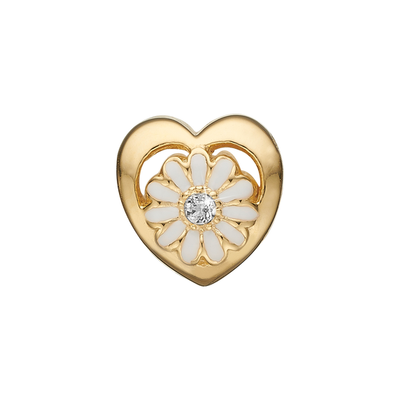 Diamond Daisy Charm with White Genuine LG Diamond, handcrafted in 925 Sterling Silver finished with either Rhodium Plating or 18kt Gold with White Enamel and further embellished with One LG Diamond