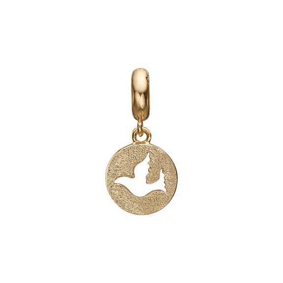 Dove of Peace Hanging Charm, Hand Crafted in 925 Sterling Silver finished with either Rhoduim Plating or 18kt Gold
