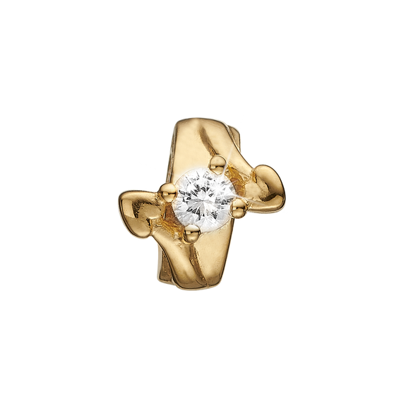 With Love Bead Charm, Hand Crafted in 925 Sterling Silver finished with either Rhoduim Plating or 18kt Gold and further embellished with One White Topaz gemstone