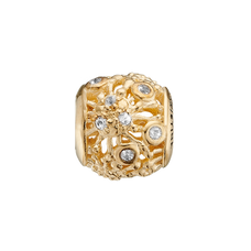 Load image into Gallery viewer, This stunning Fireworks Charms has six White Real Topaz Gemstones at the end of the engraved and laced smoke trails bring that celebration sensation onto your wrist. What special celebration will this charm remind you of? Charm is handcrafted in Silver and finished with either an 18ct Gold or Rhodium Plating