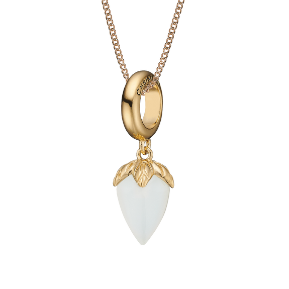 The White Chalcedony Pendant and Necklace.  The Colourful Collection by Christina is the perfect way to add a beautiful and colourful REAL gemstone to your jewellery collection.  The White Chalcedony is the gemstone of new beginnings and endless love and it is cut beautifully to make this wonderful pendant