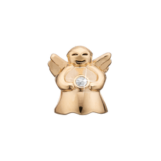 Load image into Gallery viewer, Topaz Angel Bead Charm, Hand Crafted in 925 Sterling Silver finished with either Rhoduim Plating or 18kt Gold and further embellished with One White Topaz gemstone