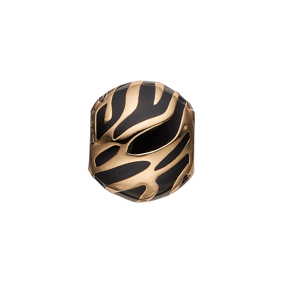 Wild Enamel Bead Charm, Hand Crafted in 925 Sterling Silver finished with either Rhoduim Plating or 18kt Goldwith Black Enamel