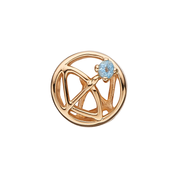 Zodiac Sagittarius Bead Charm, Hand Crafted in 925 Sterling Silver finished with either Rhoduim Plating or 18kt Gold and further embellished with One Blue Blue Topaz gemstone