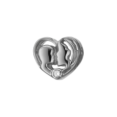 Load image into Gallery viewer, Mother &amp; Child Bead Charm, Hand Crafted in 925 Sterling Silver finished with either Rhoduim Plating or 18kt Gold and further embellished with One White Topaz gemstone