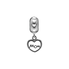 Load image into Gallery viewer, MOM Love Hanging Charm, Hand Crafted in 925 Sterling Silver finished with either Rhoduim Plating or 18kt Goldwith White Enamel