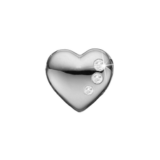 Load image into Gallery viewer, Petite Secret Hearts Bead Charm, Hand Crafted in 925 Sterling Silver finished with either Rhoduim Plating or 18kt Gold and further embellished with Three White Topaz  gemstones