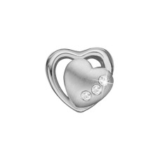 Load image into Gallery viewer, Petite 2 Hearts Bead Charm, Hand Crafted in 925 Sterling Silver finished with either Rhoduim Plating or 18kt Gold and further embellished with Three White Topaz  gemstones