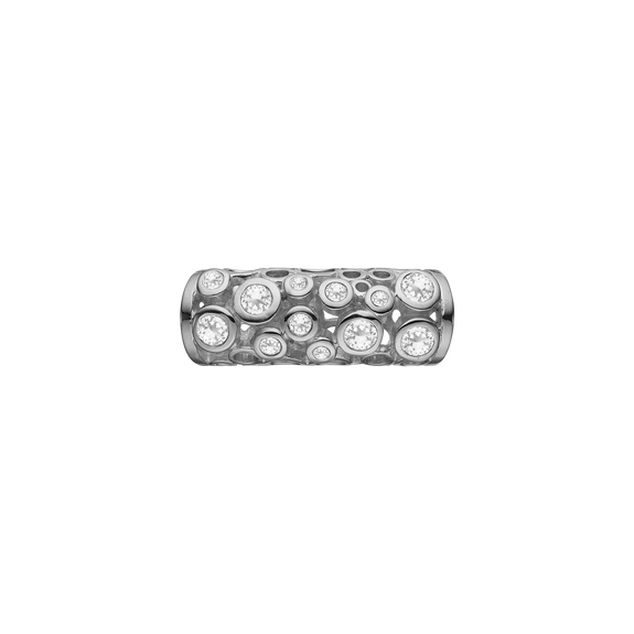 Petitie Sparkling Universe Tube, Hand Crafted in 925 Sterling Silver finished with either Rhoduim Plating or 18kt Gold and further embellished with Eleven White Topaz  gemstones
