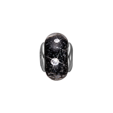 Load image into Gallery viewer, Black Topaz Murano Glass, Hand Crafted in 925 Sterling Silver finished with either Rhoduim Plating or 18kt Gold and further embellished with Six White Topaz  gemstones