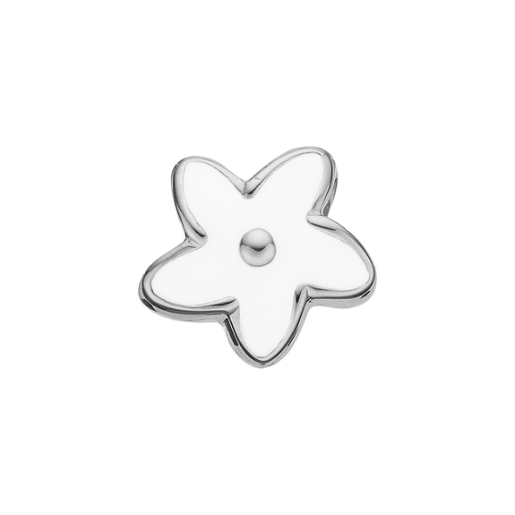 Flower Heaven Bead Charm, Hand Crafted in 925 Sterling Silver finished with either Rhoduim Plating or 18kt Goldwith White Enamel