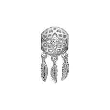 Load image into Gallery viewer, Dream Catcher Bead Charm, Hand Crafted in 925 Sterling Silver finished with either Rhoduim Plating or 18kt Gold and further embellished with One White Topaz gemstone