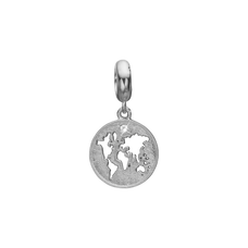 Load image into Gallery viewer, The World Hanging Charm, Hand Crafted in 925 Sterling Silver finished with either Rhoduim Plating or 18kt Gold and further embellished with One White Topaz gemstone