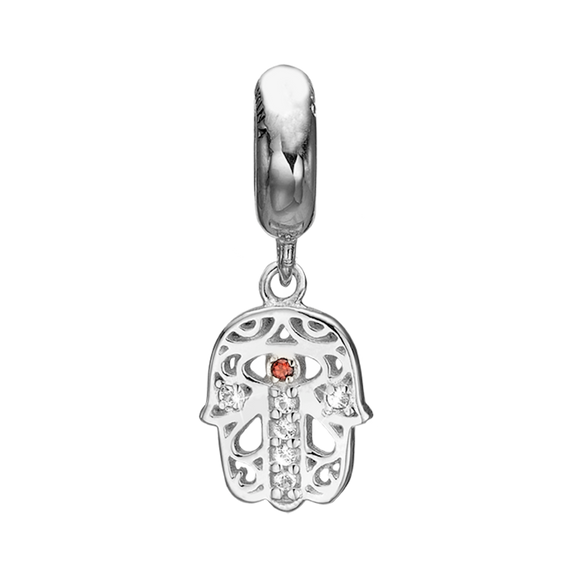 This beautifully designed & handcrafted Hamsa Charm with 7 gemstones (Topaz & Garnet) takes inspiration from two Mediterranean amulets, believed to offer the wearer heavenly protection from the evil eye. Our Bracelets are expertly handcrafted in 925 Sterling Silver and finished in either 18ct Gold or Rhodium Plating.
