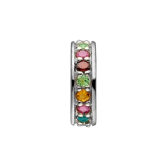 Be Proud to remind yourself of various life goals and ambitions with the Multi Coloured Rainbow of Gemstones that adorn Christina Global Goals Charm. Handcrafted in Sterling Silver and further embellished with multiple Genuine Rhodolite, Madeira Citrin, Peridot, Garnet, Citrin, London Blue & Swiss Blue Topaz Stones