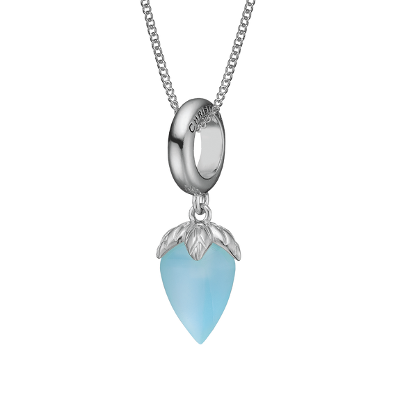 The Blue Chalcedony Pendant and Necklace.  The Colourful Collection by Christina is the perfect way to add a beautiful and colourful REAL gemstone to your jewellery collection.  The Blue Chalcedony is the gemstone of wisdom, virtue and good fortune and it is cut beautifully to make this wonderful pendant