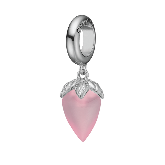 The Pink Chalcedony Drop Charm.  The Colourful Collection by Christina is the perfect way to add a beautiful and colourful REAL gemstone to your jewellery collection.  The Pink Chalcedony is the gemstone of Unconditional Love, Contentment, and Compassion and it is cut beautifully to make this wonderful Charm