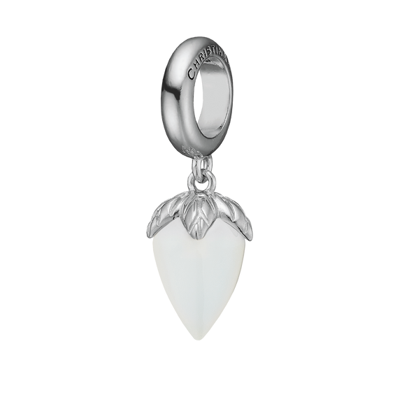 The White Chalcedony Drop Charm.  The Colourful Collection by Christina is the perfect way to add a beautiful and colourful REAL gemstone to your jewellery collection.  The White Chalcedony is the gemstone of new beginings and endless love. and it is cut beautifully to make this wonderful Charm