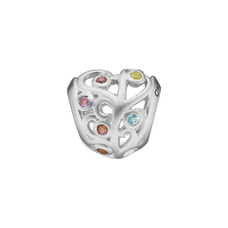 Load image into Gallery viewer, The Family Love Charm, crafted in Sterling Silver &amp; available in a Silver or Gold Finish, the This Heart Shaped Charm with a sculptured family tree adorned with colourful gemstones, celebrates the different characters and what connects them together.  A special charm to give to someone special in your family.