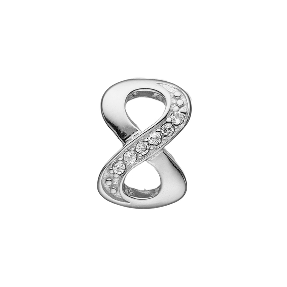 The Eternity Double Charm, crafted in Sterling Silver & available in a Silver or Gold Finish, is shaped in the figure Eight, the symbol of infinity and a constant flow of energy and power. It is often related to wealth, money, and success in business. It is a must to whoever wants to wear multiple charm bracelets.