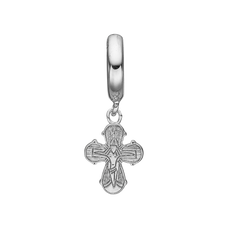 Load image into Gallery viewer, The Holly Cross Hanging Charm, crafted in Sterling Silver &amp; available in a Silver or Gold Finish. This is the most classic of emblems of faith and a symbol of Christianity, this is a beautiful designed Holy Cross and is fit for a Queen.  Great to be gifted at baptism, confirmation or to celebrate Christian beliefs.