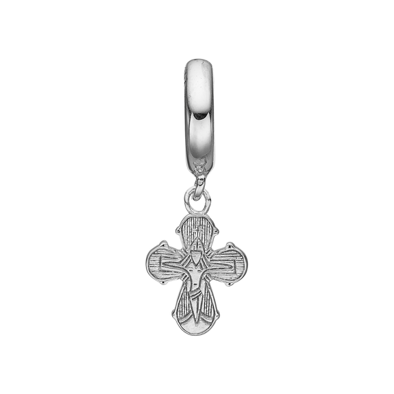 The Holly Cross Hanging Charm, crafted in Sterling Silver & available in a Silver or Gold Finish. This is the most classic of emblems of faith and a symbol of Christianity, this is a beautiful designed Holy Cross and is fit for a Queen.  Great to be gifted at baptism, confirmation or to celebrate Christian beliefs.