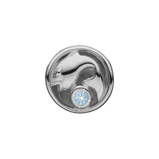 Load image into Gallery viewer, Zodiac Pisces Bead Charm, Hand Crafted in 925 Sterling Silver finished with either Rhoduim Plating or 18kt Gold and further embellished with One Blue Aquamarine gemstone