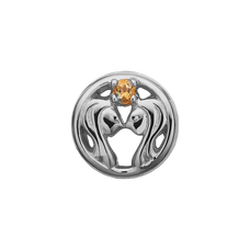 Load image into Gallery viewer, Zodiac Gemini Bead Charm, Hand Crafted in 925 Sterling Silver finished with either Rhoduim Plating or 18kt Gold and further embellished with One Yellow Citrine gemstone