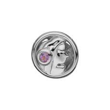 Load image into Gallery viewer, Zodiac Virgo Bead Charm, Hand Crafted in 925 Sterling Silver finished with either Rhoduim Plating or 18kt Gold and further embellished with One Purple Amethyst gemstone