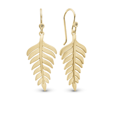 Load image into Gallery viewer, Fern Leaf Earrings handcrafted in Sterling Silver and finished with an 18 Gold plating