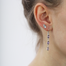 Load image into Gallery viewer, With Six Amethyst gemstones, the most popular of the quartz gemstones, these earrings are a luxurious addition to any jewellery collection and perfect to wear at any occasion. All the Earrings in our collection are delicately and expertly handcrafted in 925 Sterling Silver and are all available in a Silver or Gold Finish.