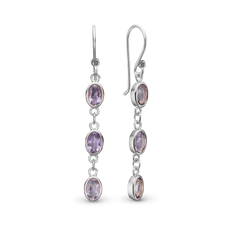 Load image into Gallery viewer, With Six Amethyst gemstones, the most popular of the quartz gemstones, these earrings are a luxurious addition to any jewellery collection and perfect to wear at any occasion. All the Earrings in our collection are delicately and expertly handcrafted in 925 Sterling Silver and are all available in a Silver or Gold Finish.