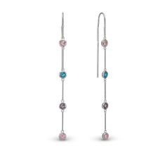 Load image into Gallery viewer, Colourful Champagne Earrings handcrafted in Sterling Silver and finished with a Rhodium plating