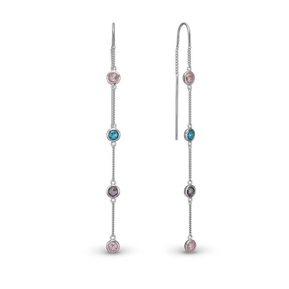 Colourful Champagne Earrings handcrafted in Sterling Silver and finished with a Rhodium plating