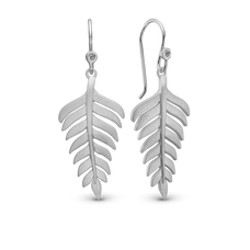 Load image into Gallery viewer, Fern Leaf Earrings handcrafted in Sterling Silver and finished with a Rhodium plating