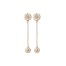 Load image into Gallery viewer, Flying Marguerites Hanging Earrings handcrafted in 925 Sterling Silver and available in Gold or Silver finish